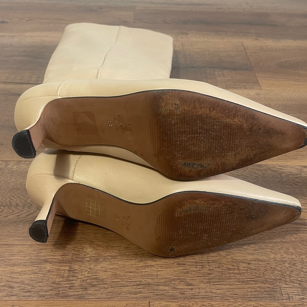 Anthropologie Pull On Nude Heeled Boots Size 38 US 7.5 - Picture 12 of 14